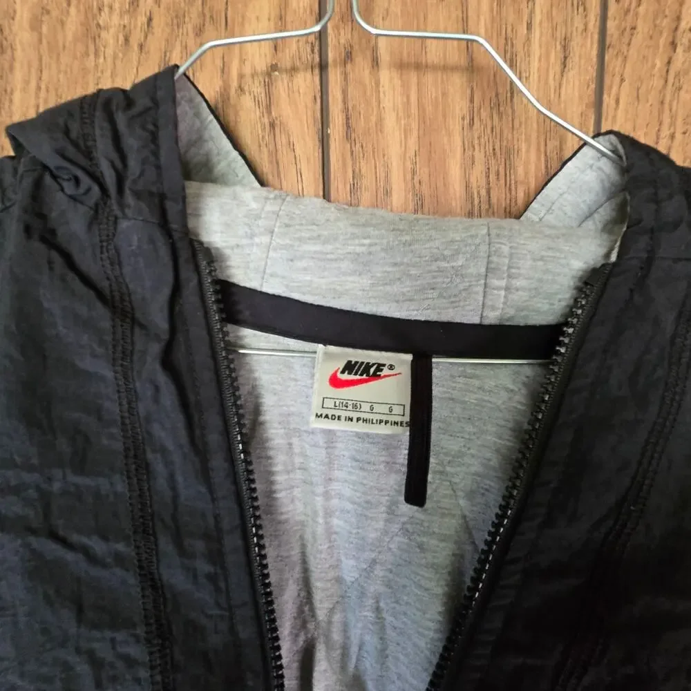 Vintage Nike Big Swoosh Hooded Jacket Size L 14/16